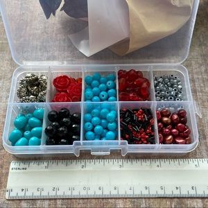 BEADS -Bead Box of Beads-NEW-Turq./Red/Blk